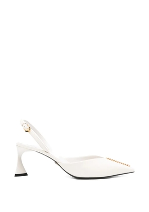 Stella McCartney pointed chain-detail pumps - White