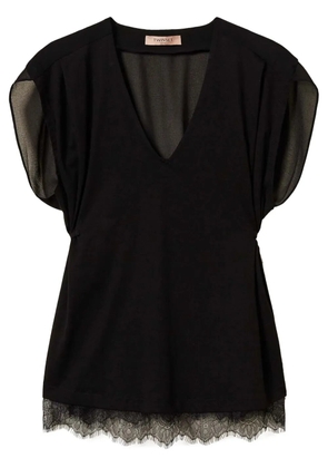 TWINSET pleated lace top - Black