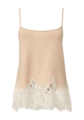 Fabiana Filippi lace-trimmed knitted tank top - Neutrals