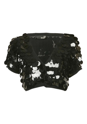 Moschino Pre-Owned sequin-embellished short-sleeve cardigan - Black