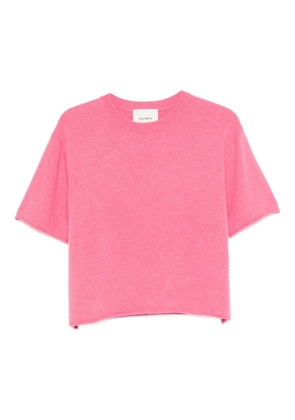Lisa Yang raw-hem short-sleeve sweater - Pink