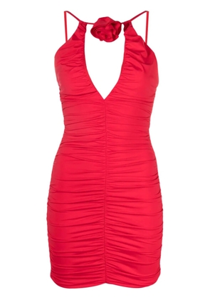 Noire Swimwear floral-appliqué ruched mini dress - Red