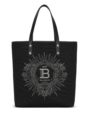 Balmain Varsity embroidered-logo tote bag - Black