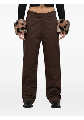 House of Sunny embroidered-logo cotton trousers - Brown