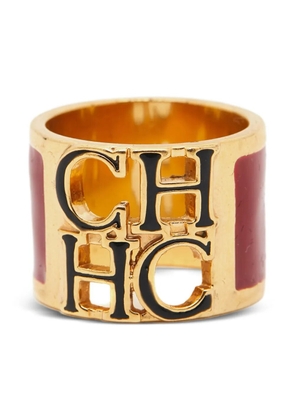 Carolina Herrera Vintage pre-owned logo enamel ring - Gold