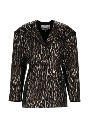 GANNI animal-print blazer - Black