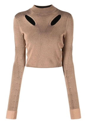 Dion Lee cut-out cropped sweater - Brown