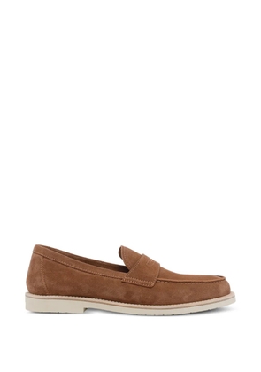 Brunello Cucinelli round toe suede loafers - Brown