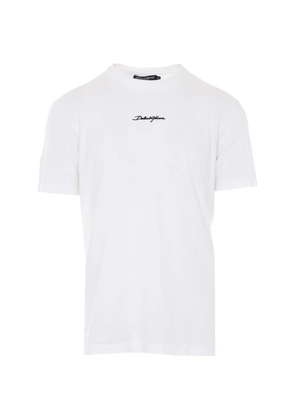 Dolce & Gabbana logo-embroidered crew neck T-shirt - White