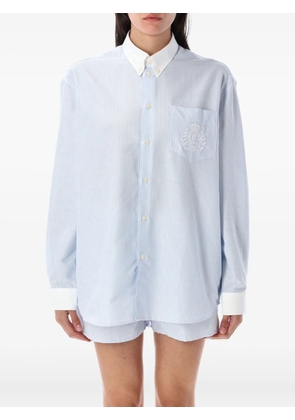 Sporty & Rich stripe-pattern embroidered-logo shirt - Blue