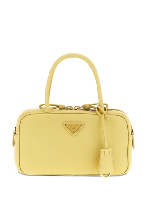 Prada Baulett logo-plaque leather tote bag - Yellow