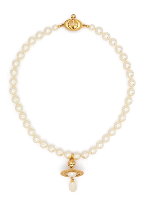 Vivienne Westwood One Row Pearl Drop choker - Gold