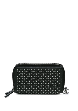 CHANEL Pre-Owned 2014-2015 Bull Leather Studded Zip Wallet long wallets - Black