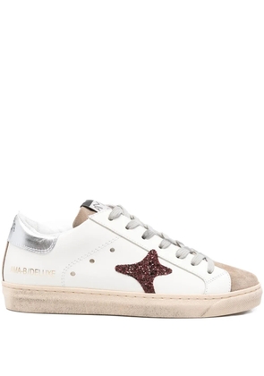 Ama Brand glitter-star suede sneakers - White