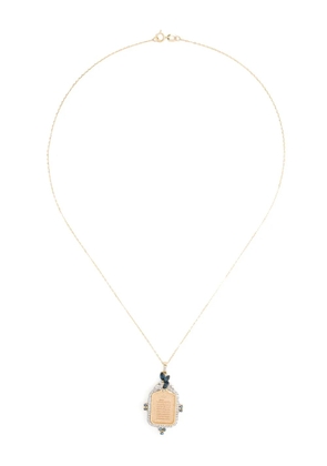 Kamushki 18kt yellow gold Ayut Al Kursi diamond and sapphire necklace