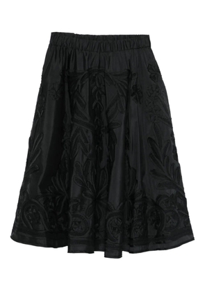 P.A.R.O.S.H. embroidered-flowers midi skirt - Black