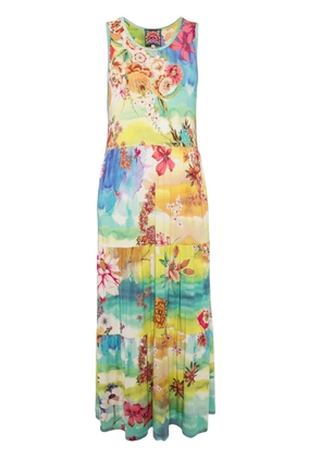 Johnny Was mix-print tiered dress - Blue