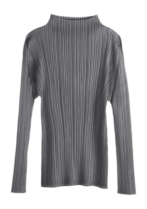 Pleats Please Issey Miyake pleated mock-neck top - Grey