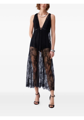 LIU JO Chantilly lace V-neck midi dress - Black