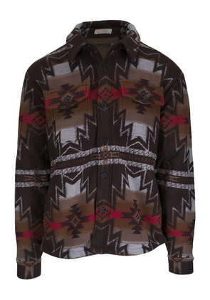 FAHERTY Doug patterned fleece overshirt - Brown