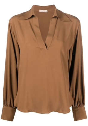 Blanca Vita V-neck draped blouse - Brown