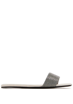 Brunello Cucinelli Monili leather slides - Silver