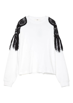 Muller Of Yoshiokubo crochet-fringe sweatshirt - White