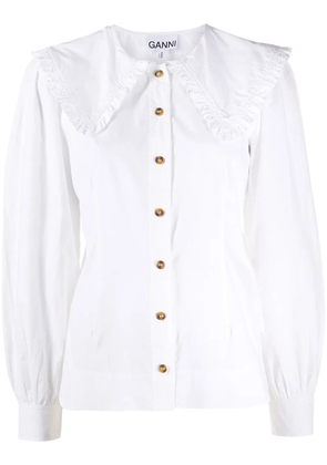 GANNI oversized-collar buttoned blouse - White