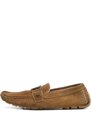 Louis Vuitton Pre-Owned LV-buckle suede loafers - Brown