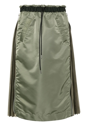 sacai pleat-panelled midi skirt - Green