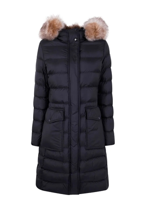Moncler fur-trimmed quilted coat - Black