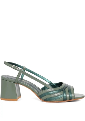 Sarah Chofakian 40mm Mille Feuille leather-panelled slingback pumps - Green