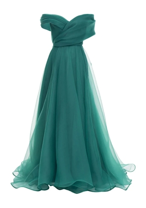 Ana Radu off-shoulder draped gown - Green