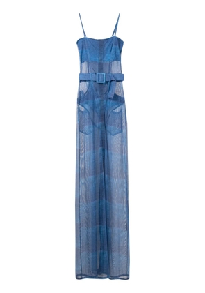 Amir Slama sheer-finish belted-waist maxi dress - Blue