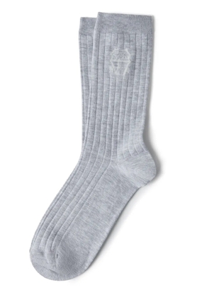 Brunello Cucinelli intarsia-logo knitted socks - Grey