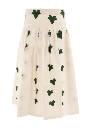Tallulah Resortwear leaf-print pleated skirt - Neutrals