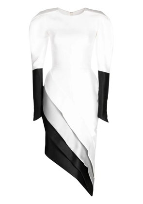 Saiid Kobeisy Mikado panelled piqué midi dress - White
