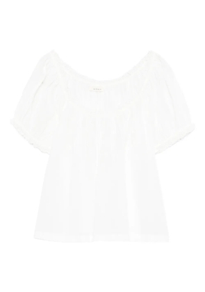 DÔEN lace-detail scoop-neck blouse - White