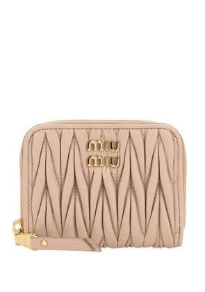 Miu Miu logo-lettering leather wallet - Pink