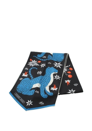 Hermès Pre-Owned 2010s Maxi Twilly Les Leopards scarf - Black