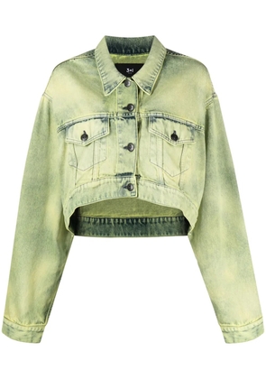 3x1 cropped tie-dye print denim jacket - Green