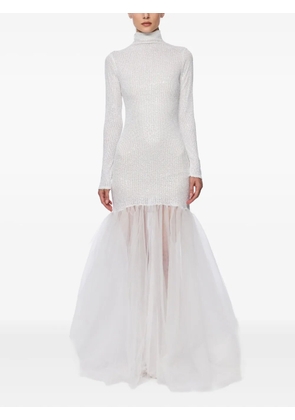 Atu Body Couture high-neck sequin mermaid gown - White