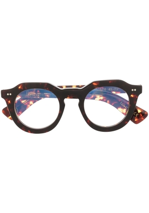 Lesca round-frame tortoiseshell-effect glasses - Brown