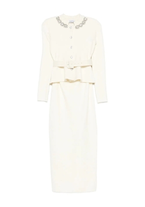 Self-Portrait embellished belted dress - White