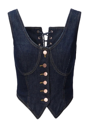 No44 lace-up button-fastening vest - Blue