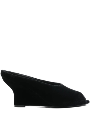 TOTEME 75mm peep-toe velvet wedge sandals - Black