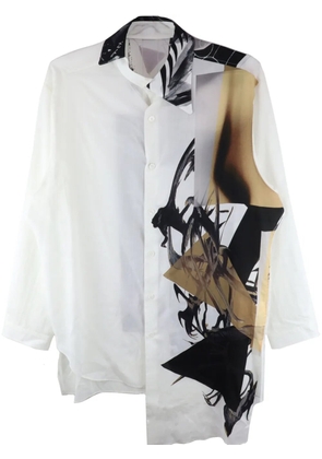 Yohji Yamamoto abstract-print long-sleeve shirt - White