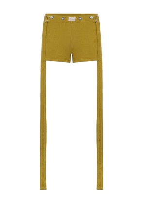 Jean Paul Gaultier ribbed patch-detail trousers - Yellow