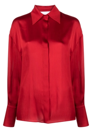 Genny satin-finish button-up shirt - Red