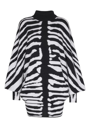 Balmain zebra-intarsia mini dress - White